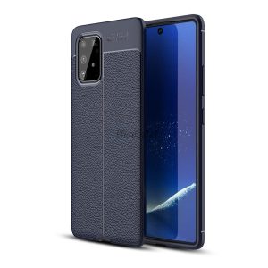 Protectie din silicon pentru telefon (rezistenta la impact mediu, efect piele, model de cusaturi) ALBASTRU INCHIS Samsung Galaxy S10 Lite (SM-G770F)