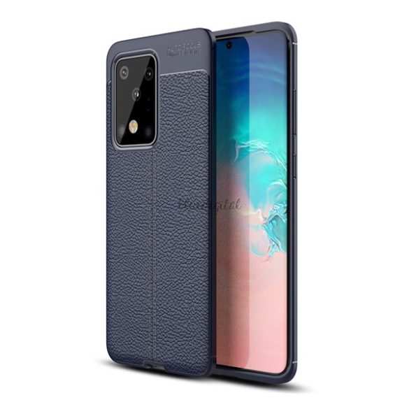 Protectie din silicon pentru telefon (rezistenta la impact mediu, efect piele, model de cusaturi) ALBASTRU INCHIS Samsung Galaxy S20 Ultra (SM-G988F), Samsung Galaxy S20 Ultra 5G (SM-G988B)
