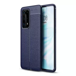   HUSĂ! - Protectie din silicon pentru telefon (rezistenta la impact mediu, efect piele, model de cusaturi) ALBASTRU INCHIS Huawei P40 Pro 5G, Huawei P40 Pro+ 5G