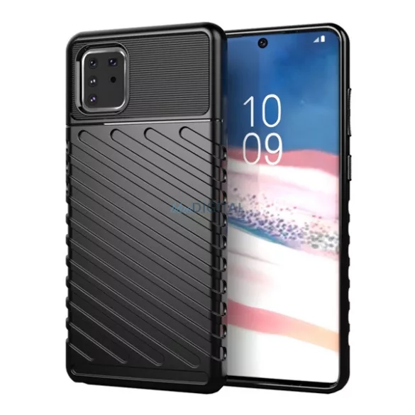 HUSĂ! - Silicon protector pentru telefon (rezistent la impact, cu dungi, model convex) BLACK Samsung Galaxy Note 10 Lite (SM-N770F)