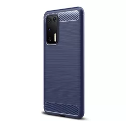   HUSĂ! - Protectie din silicon pentru telefon (rezistenta la impact mediu, colt cu perna de aer, periat, model carbon) ALBASTRU INCHIS Huawei P40