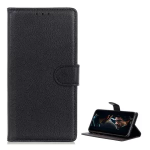 HUSĂ! - Husă stativă cu efect de piele (FLIP, deschidere laterală, desktop, premium) negru Samsung Galaxy S10 Lite (SM-G770F)