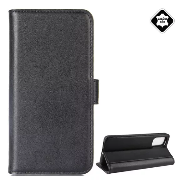 HUSĂ! - Husă în picioare, piele naturală (FLIP, deschidere laterală, funcție de suport pentru birou) NEGRU Samsung Galaxy S20 (SM-G980F), Samsung Galaxy S20 5G (SM-G981U)