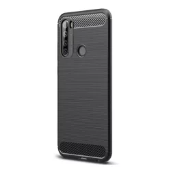   HUSĂ! - Husă silicon pentru telefon (rezistent la impact mediu, bubble heel, model de carbon periat) negru Xiaomi Redmi Note 8T