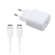   Încărcător de rețea SAMSUNG cu priză Type-C (25W, încărcător rapid PD + cablu EP-DA705BWE Type-C) ALB