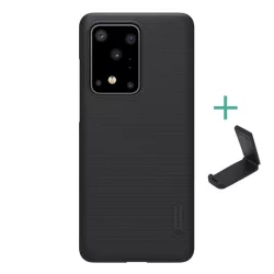   HUSĂ! - Protector de telefon din plastic NILLKIN SUPER FROSTED (cauciucat, suprafață aspră + suport de birou) NEGRU Samsung Galaxy S20 Ultra (SM-G988F), Samsung Galaxy S20 Ultra 5G (SM-G988B)