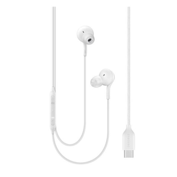 Căști SAMSUNG STEREO (Tip-C, buton de înregistrare, control volum, 2 perechi de cauciucuri pentru urechi, reglate de AKG) ALBE