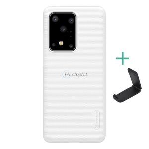 Protector de telefon din plastic NILLKIN SUPER FROSTED (cauciucat, suprafață aspră + suport de birou) ALB Samsung Galaxy S20 Ultra (SM-G988F), Samsung Galaxy S20 Ultra 5G (SM-G988B)