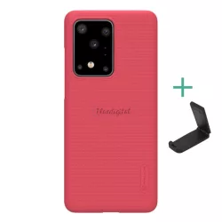   HUSĂ! - Protector de telefon din plastic NILLKIN SUPER FROSTED (cauciucat, suprafață aspră + suport de birou) ROȘU Samsung Galaxy S20 Ultra (SM-G988F), Samsung Galaxy S20 Ultra 5G (SM-G988B)