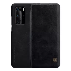   HUSĂ! - Husa NILLKIN QIN in picioare, efect piele (FLIP, deschidere laterala, suport card bancar) NEGRU Huawei P40 Pro 5G