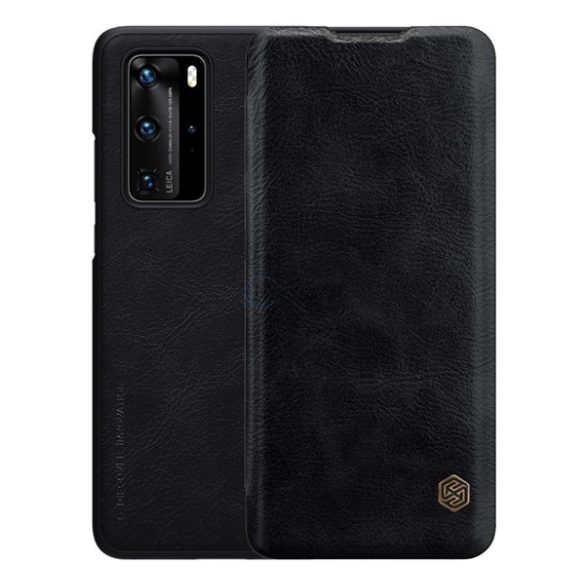 Husa NILLKIN QIN in picioare, efect piele (FLIP, deschidere laterala, suport card bancar) NEGRU Huawei P40 Pro 5G