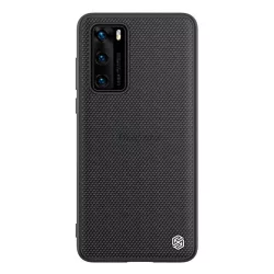   HUSĂ! - Protector de telefon din plastic NILLKIN TEXTURED (suprafață aspră, rezistență medie la impact, cadru din silicon, model 3D) NEGRU Huawei P40