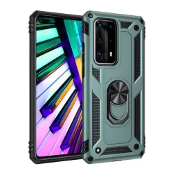   HUSĂ! - Protector de telefon din plastic Defender (rezistent mediu la impact, interior din silicon, inel suport telefon, placa metalica incorporata) VERDE INCHIS Huawei P40