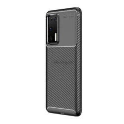   HUSĂ! - Protectie din silicon pentru telefon (rezistenta medie la impact, colt cu perna de aer, model carbon) NEGRU Huawei P40