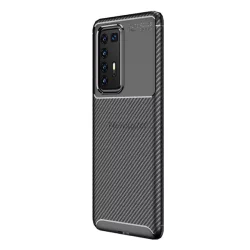   HUSĂ! - Protectie din silicon pentru telefon (rezistenta medie la impact, colt cu perna de aer, model carbon) NEGRU Huawei P40 Pro 5G
