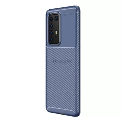   HUSĂ! - Protectie din silicon pentru telefon (rezistenta medie la impact, colt cu perna de aer, model carbon) ALBASTRU INCHIS Huawei P40 Pro 5G