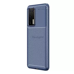   HUSĂ! - Protectie din silicon pentru telefon (rezistenta la impact mediu, colt cu perna de aer, model carbon) ALBASTRU INCHIS Huawei P40