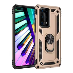   HUSĂ! - Protector de telefon din plastic Defender (rezistenta la impact mediu, interior din silicon, inel suport telefon, placa metalica incorporata) GOLD Huawei P40
