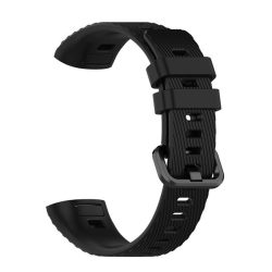   Curea (dimensiune personalizată, silicon, reglabilă, model cu dungi) negru Huawei Band 4 Pro