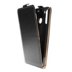   Husă în picioare, efect piele (FLIP, deschidere în jos, suport din silicon) NEGRU Samsung Galaxy A21 (SM-A210F)