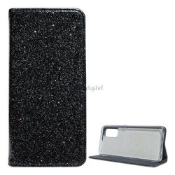   HUSĂ! - Carcasa in picioare, efect piele (FLIP, interior din silicon, deschidere laterala, functie suport de masa, suport card bancar, lucios) NEGRU Samsung Galaxy S20 (SM-G980F), Samsung Galaxy S20 5G (SM-G981U)