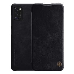   HUSĂ! - Husa NILLKIN QIN in picioare, efect piele (FLIP, deschidere laterala, suport card bancar) NEGRU Samsung Galaxy A41 (SM-A415F)