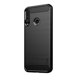   HUSĂ! - Protectie de telefon din silicon (rezistenta medie la impact, colt cu perna de aer, periata, model carbon) NEGRU Huawei P40 Lite E / Y7p