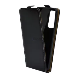   HUSĂ! - Husa in picioare, efect piele (FLIP, deschidere in jos, suport din silicon) NEGRU Huawei P40