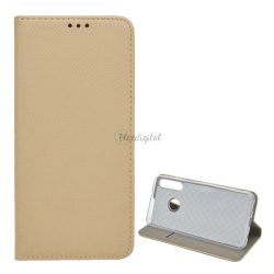   HUSĂ! - Carcasa in picioare, efect piele (FLIP, deschidere laterala, functie suport de masa, model romb) GOLD Huawei P40 Lite E / Y7p