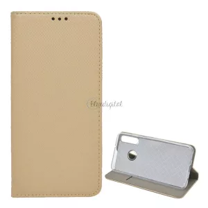 HUSĂ! - Carcasa in picioare, efect piele (FLIP, deschidere laterala, functie suport de masa, model romb) GOLD Huawei P40 Lite E / Y7p