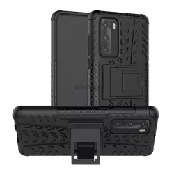   HUSĂ! - Protector de telefon din plastic Defender (rezistenta medie la impact, interior din silicon, suport, model cauciuc auto) NEGRU Huawei P40