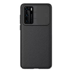   HUSĂ! - Protector de telefon din plastic NILLKIN CAMSHIELD (cadru din silicon, rezistenta medie la impact, protectie camera, dungi) NEGRU Huawei P40