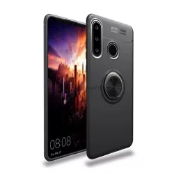   HUSĂ! - Protector de telefon din silicon (functie suport de masa, inel suport telefon, rotativ 360°, placa metalica incorporata) NEGRU Huawei P40 Lite E / Y7p