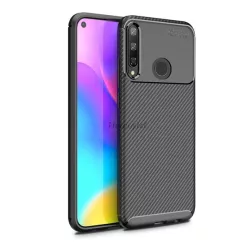   HUSĂ! - Protectie de telefon din silicon (rezistenta medie la impact, colt cu perna de aer, model carbon) NEGRU Huawei P40 Lite E / Y7p