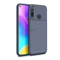   HUSĂ! - Protectie din silicon pentru telefon (rezistenta medie la impact, colt cu perna de aer, model carbon) ALBASTRU INCHIS Huawei P40 Lite E / Y7p