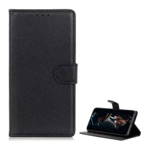 HUSĂ! - Carcasa in picioare, efect piele (FLIP, deschidere laterala, functie suport desktop, premium) NEGRU Huawei P40 Lite E / Y7p