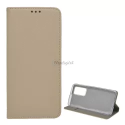   HUSĂ! - Carcasa in picioare, efect piele (FLIP, deschidere laterala, functie suport de masa, model romb) GOLD Huawei P40