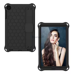 Protector de telefon din silicon Defender (rezistenta la impact, suport, fagure + curea de mana) NEGRU Samsung Galaxy Tab A 10.1 LTE (2019) SM-T515, Samsung Galaxy Tab A 10.1 WIFI (2019) SM-T510
