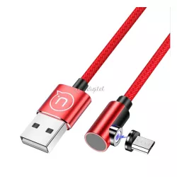   Cablu de date USAMS (USB - conector magnetic microUSB, 100cm, șiret) ROȘU