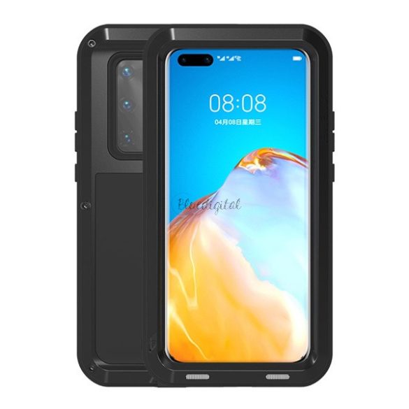 HUSĂ! - LOVE MEI Protector puternic pentru telefon protector (cadru metalic, extrem de rezistent la socuri, la cadere, la praf) NEGRU Huawei P40 Pro 5G