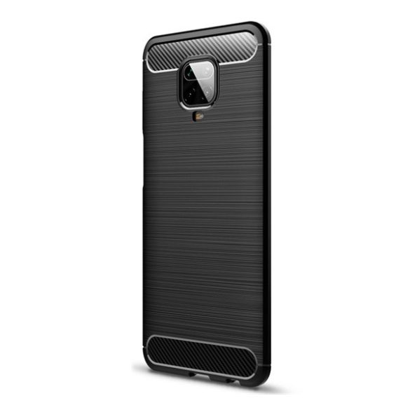 Husă silicon pentru telefon (rezistent la impact mediu, bubble heel, model de carbon periat) negru Xiaomi Redmi Note 9S, Xiaomi Redmi Note 9 Pro