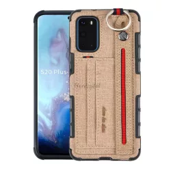   HUSĂ! - Protectie din silicon pentru telefon (rezistenta medie la impact, functie suport de masa, suport card bancar, spate textil + curea de la mana) MARO Samsung Galaxy S20 (SM-G980F), Samsung Galaxy S20 5G (SM-G981U)