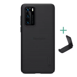   HUSĂ! - Protector de telefon din plastic NILLKIN SUPER FROSTED (cauciucat, suprafata aspra + suport de masa) NEGRU Huawei P40