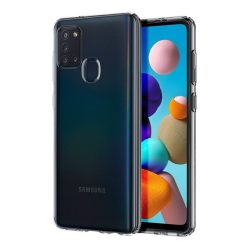   HUSĂ! - Protector de telefon din silicon SPIGEN LIQUID CRYSTAL (rezistență medie la impact, colț cu pernă de aer) TRANSPARENT Samsung Galaxy A21s (SM-A217F)