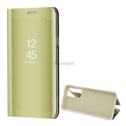   HUSĂ! - Husă în picioare (FLIP activ, deschidere laterală, funcție de suport pentru birou, suprafață oglindă, husă Mirror View) GOLD Huawei P40
