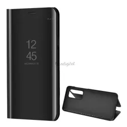   HUSĂ! - Husă cu suport (FLIP activ, deschidere laterală, funcție de suport pentru birou, suprafață oglindă, husă Mirror View) NEGRĂ Huawei P40
