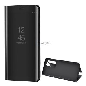 Husă cu suport (FLIP activ, deschidere laterală, funcție de suport pentru birou, suprafață oglindă, husă Mirror View) NEGRĂ Huawei P40