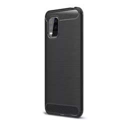   HUSĂ! - Protector de telefon din silicon (rezistenta medie la impact, colt cu perna de aer, periat, model carbon) NEGRU Xiaomi Mi 10 Lite 5G