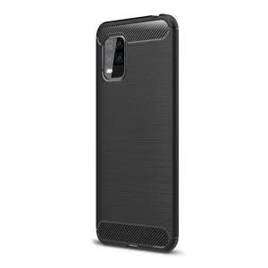 HUSĂ! - Protector de telefon din silicon (rezistenta medie la impact, colt cu perna de aer, periat, model carbon) NEGRU Xiaomi Mi 10 Lite 5G