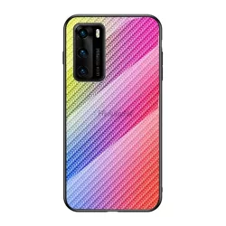  HUSĂ! - Rama de protectie din silicon pentru telefon (BUMPER, spate din sticla securizata, model carbon) CULOARE Huawei P40